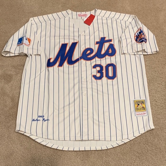 Nolan Ryan New York Mets Jersey Mens XL NWT 1969 Home Cream Pinstripe - Picture 1 of 14